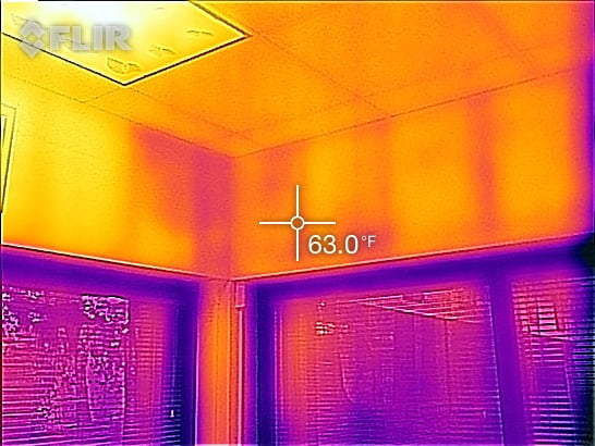 Thermal image of termite trails in the walls of the living room.
